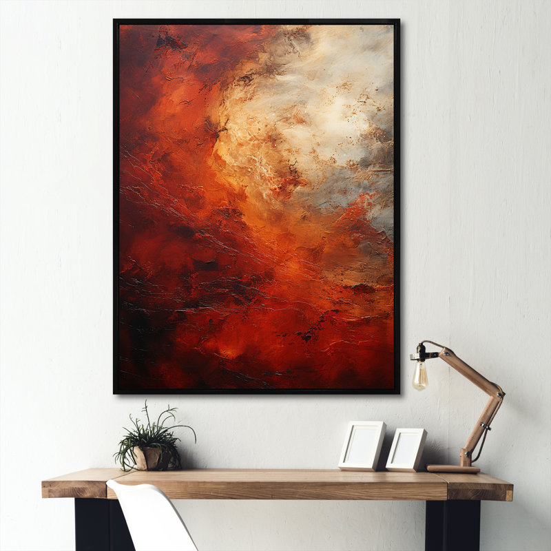 Maroon Mars Mystery Planète sur toile, Cadre flottant noir, H 40 po x l 30 po x P 1,5 po