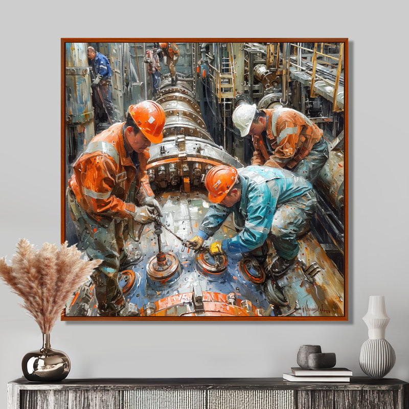 Décorations murales grises et grises grises orange, Toile avec cadre flottant brun, H 16 po x l 16 po x P 1 po