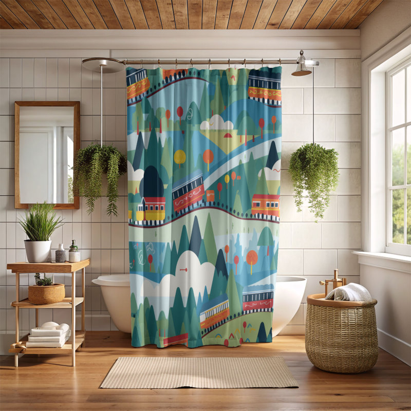 Wacky Train - Premium Shower Curtain, 74"H x 71"W