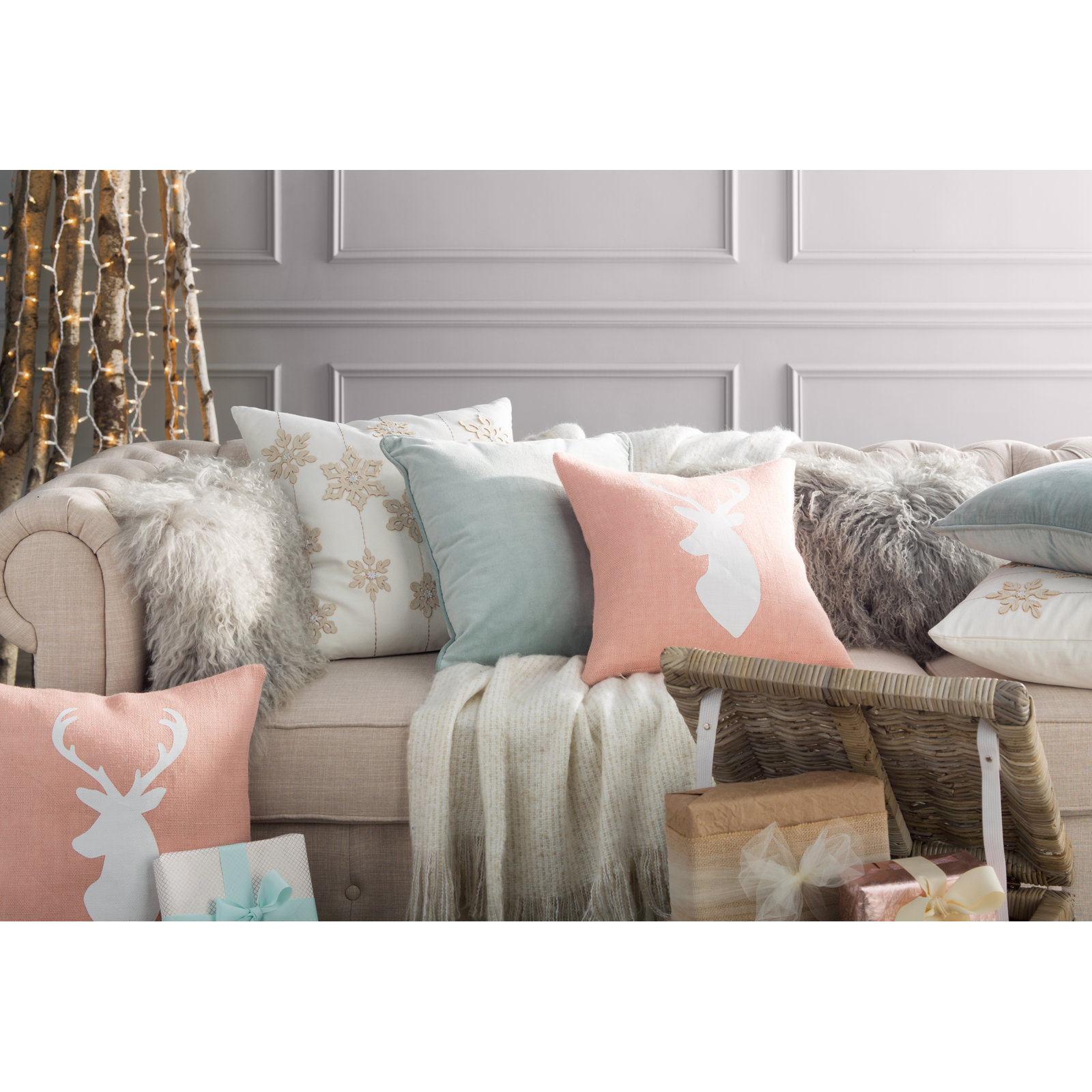 Iyana Wool Lumbar Throw Pillow, Charcoal, 12"H x 20"W