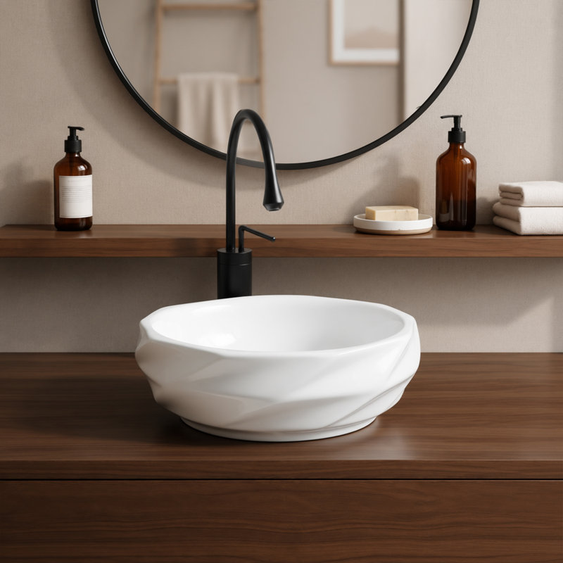Lavabo vasque de salle de bain circulaire 3D