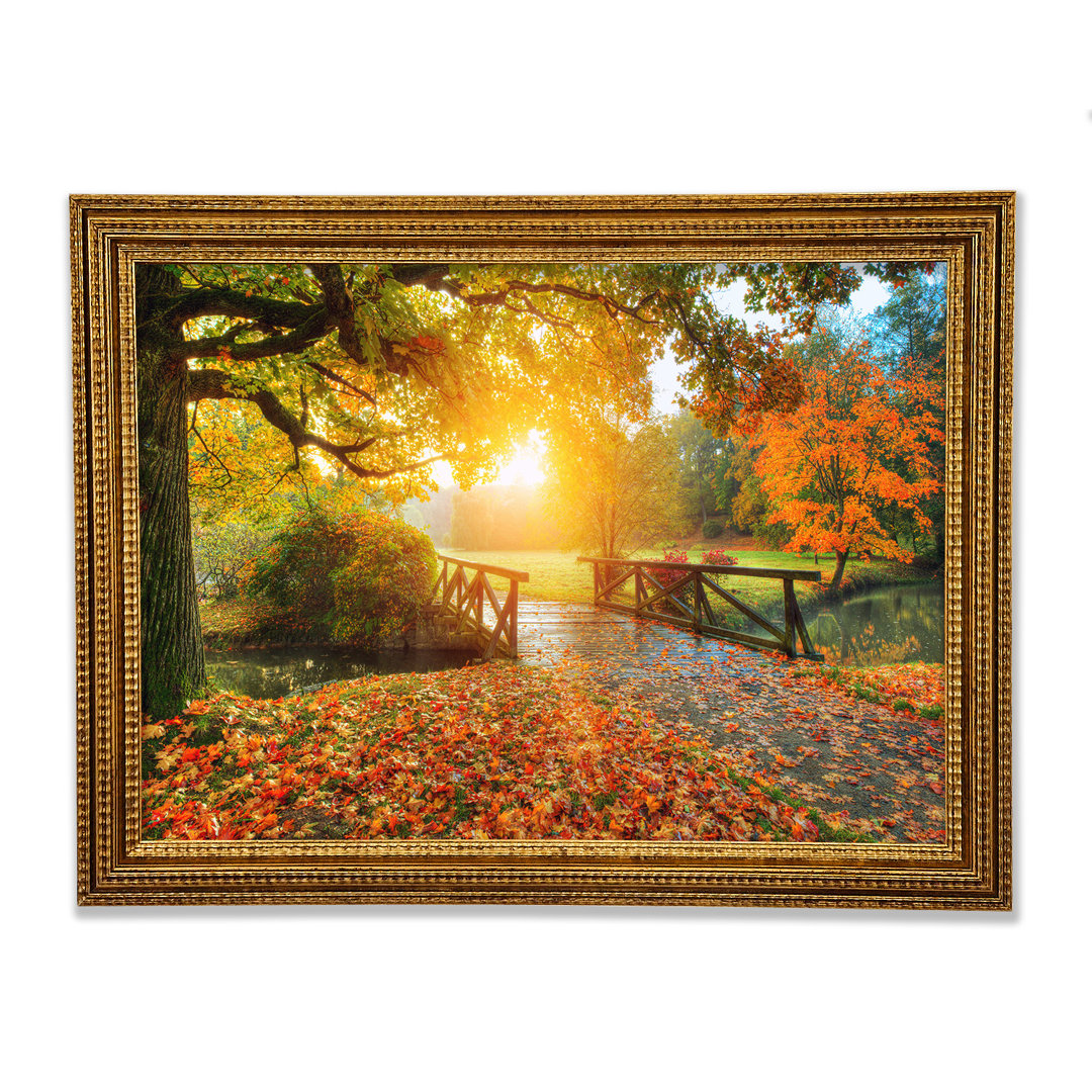 Woodland Bridge Autumn Tranqulity - Einzelner Bilderrahmen Kunstdrucke