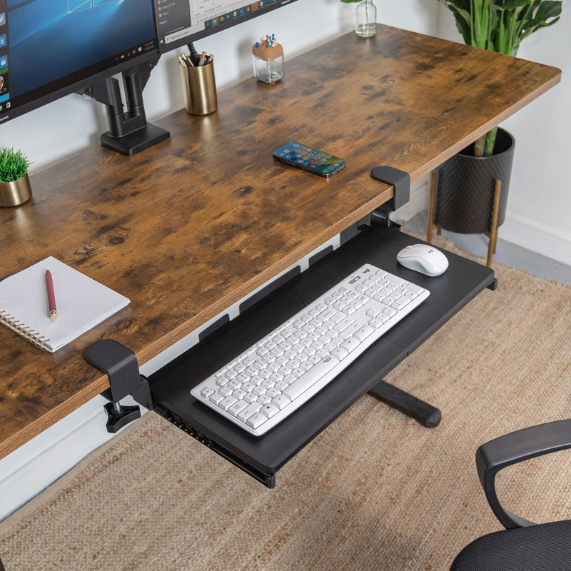 Clamp-on Keyboard Tray 24 x 11 inches, 6.3" H x 29.5" W x 11" D