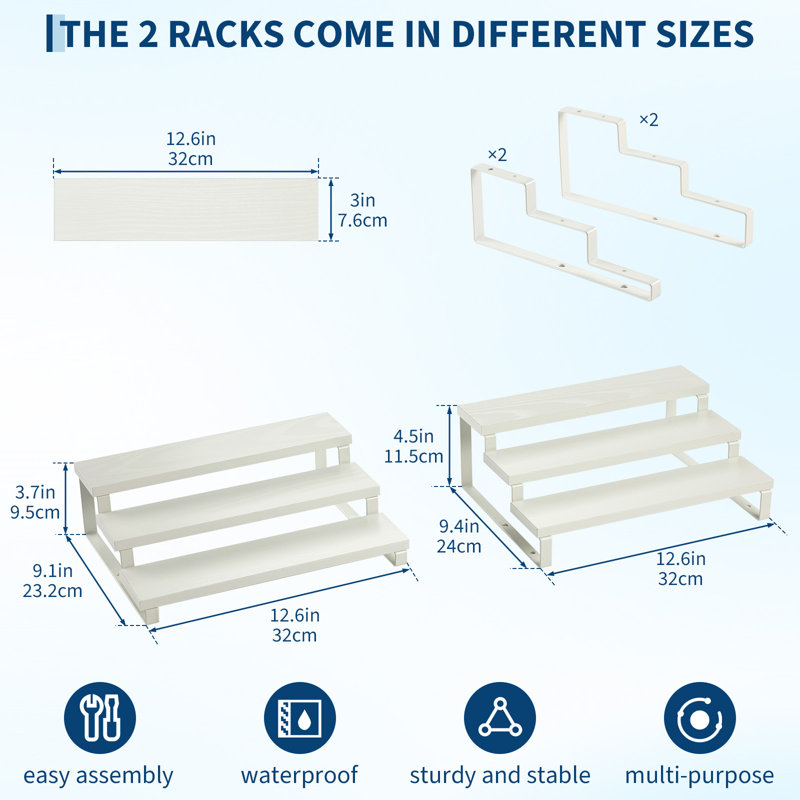 Freestanding Spice Rack, 6 cm H x 16.5 cm W x 34 cm D, White