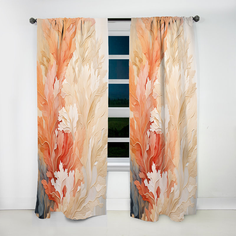 Deo Pink And White Coastal Coral Collage VII - Nautical Velvet Curtain - Room Darkening - 1 panel, 52" W x 63" L