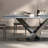 Simple Blue Microlite Rectangular Dining Table Set-103979448