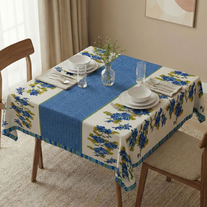 Premium Tablecloth (55 x 55 Inches), 50% Cotton & 50% Polyester, Washable & Ironable | Machine Wash Safe at 86°F, Tumble Dryer Safe | Elegant Design for Dining Room & Special Occasions, Easy Care & Durable