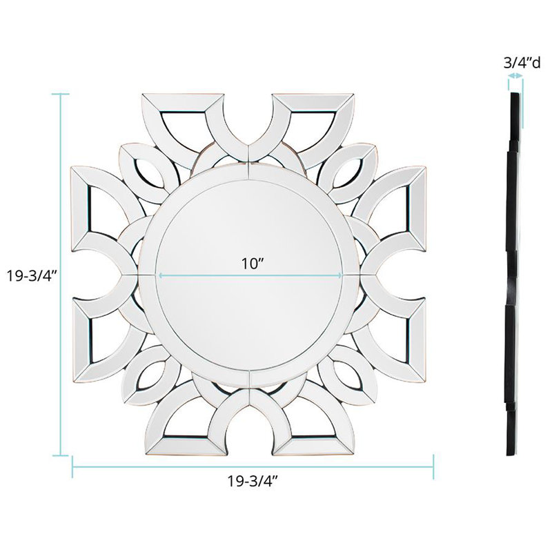 Gennine Modern Symmetrical Cut Pattern Wall Mirror