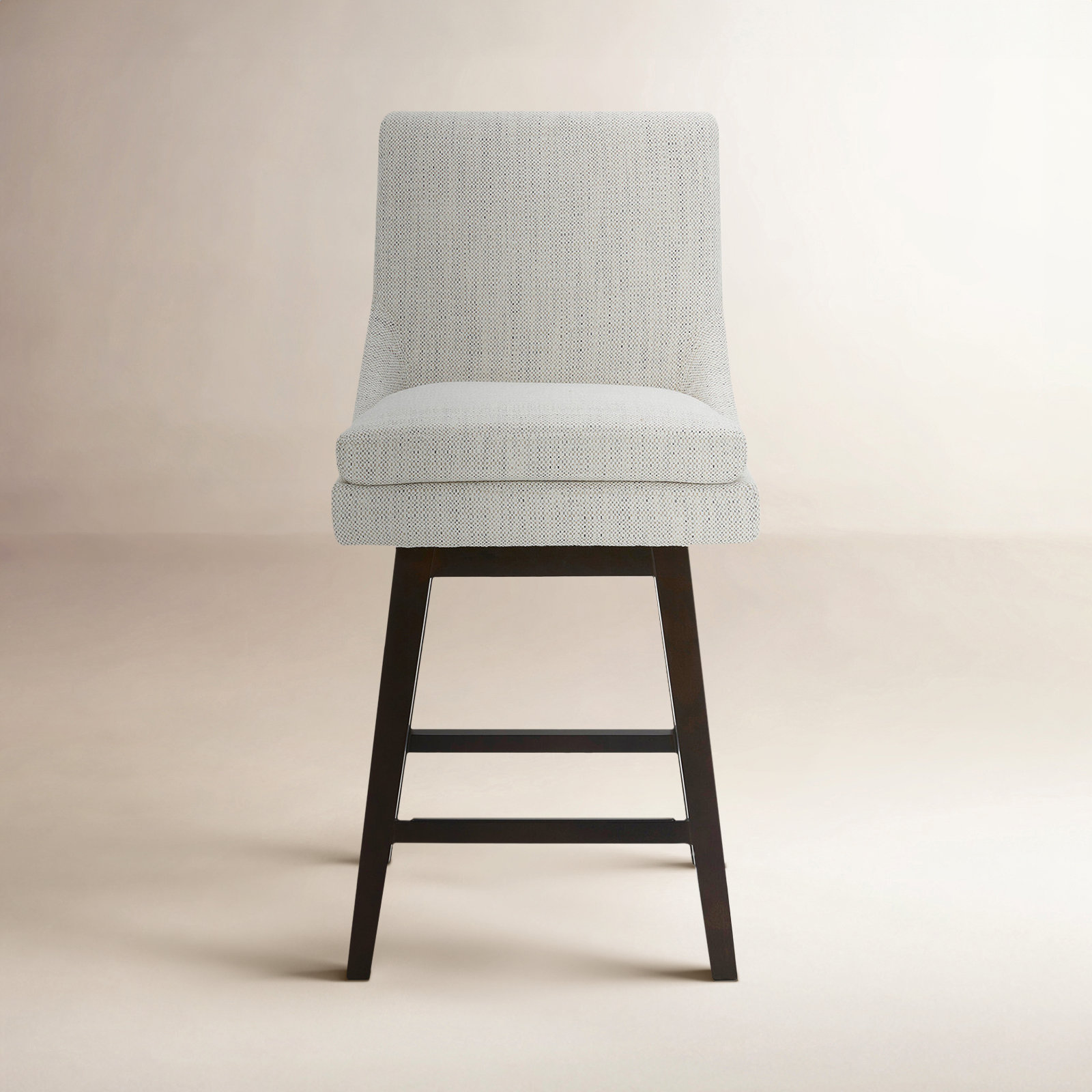 Zahara Upholstered Swivel Counter Stool, Prestige Ivory Basketweave/Brown, Counter Stool (26” Seat Height)
