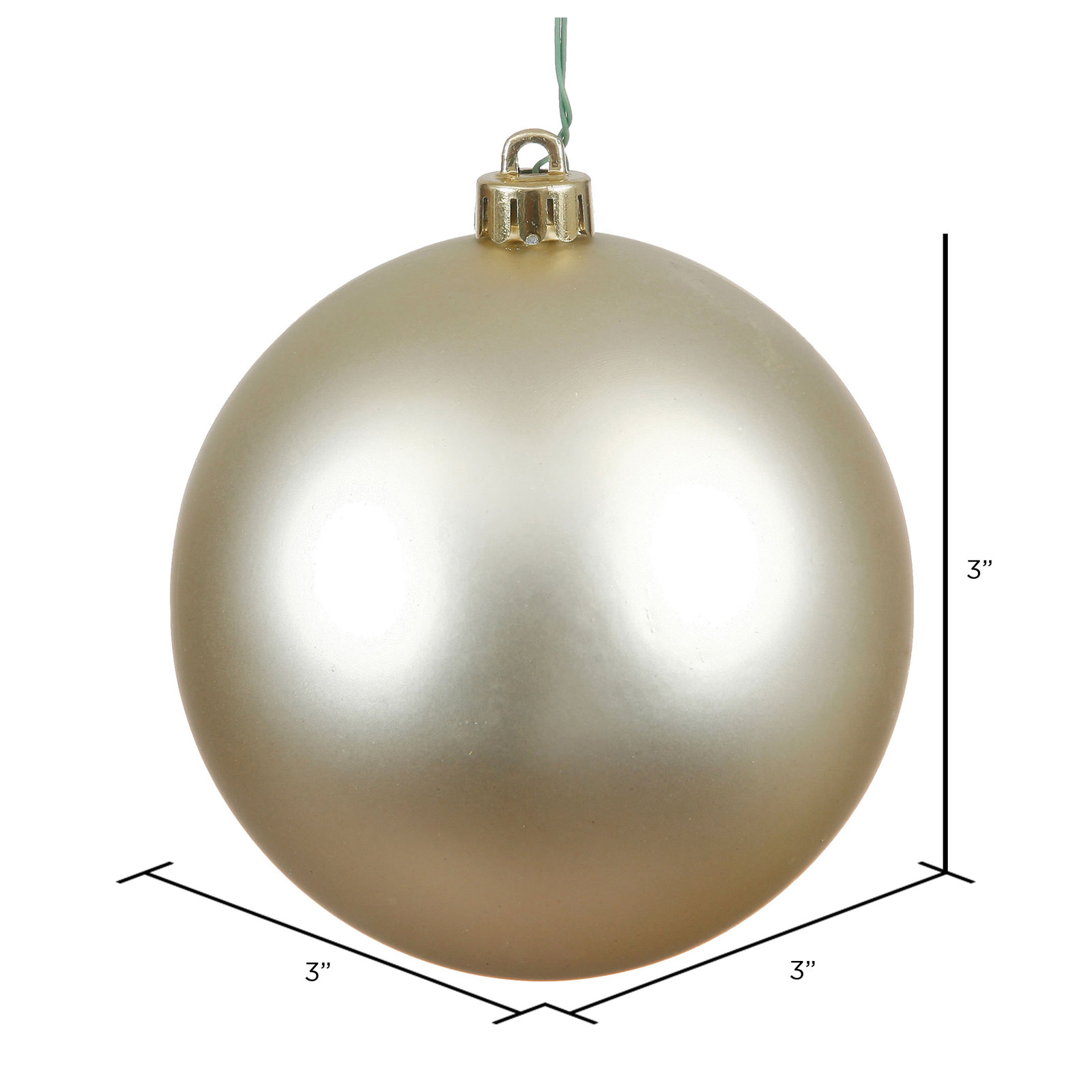 Shatterproof Bauble, Champagne, 3" H x 3" W x 3" D