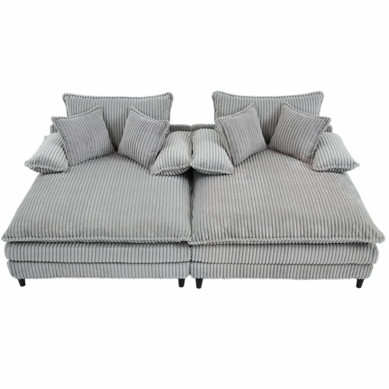 Méridienne double avec 4 coussins pour l'intérieur, Gris