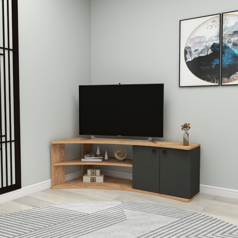 TV Stand with Shelves and Cabinet Dion, Atlantic Pine/Anthracite