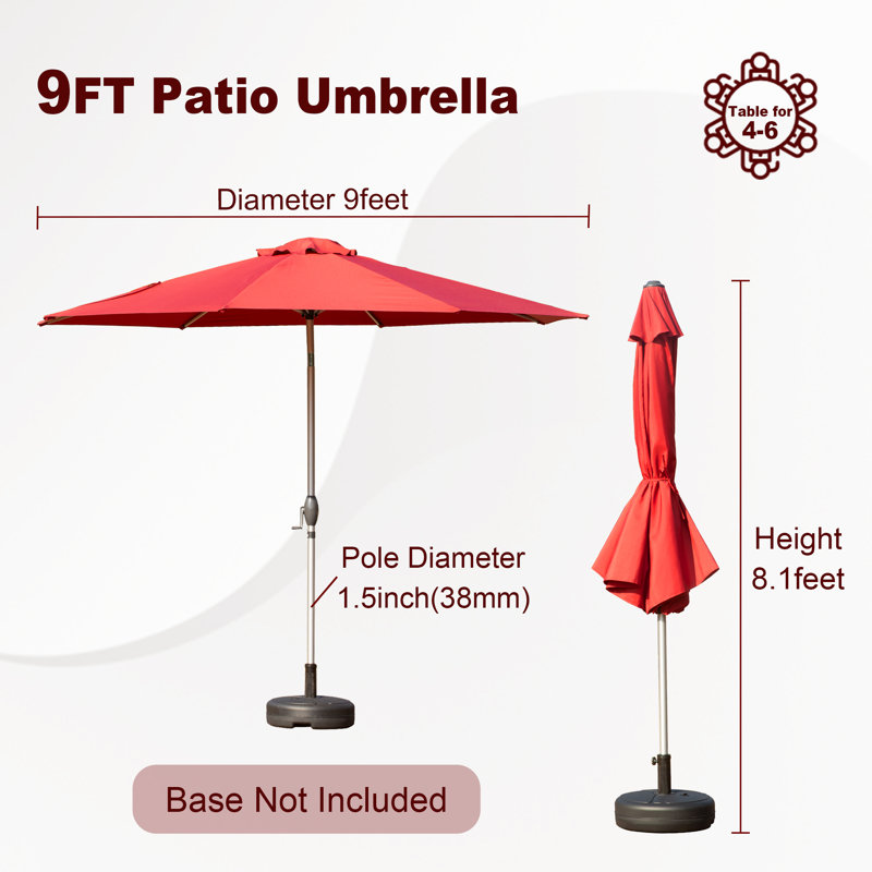 Parasol de marché 105,51 po Jizelle, Rouge