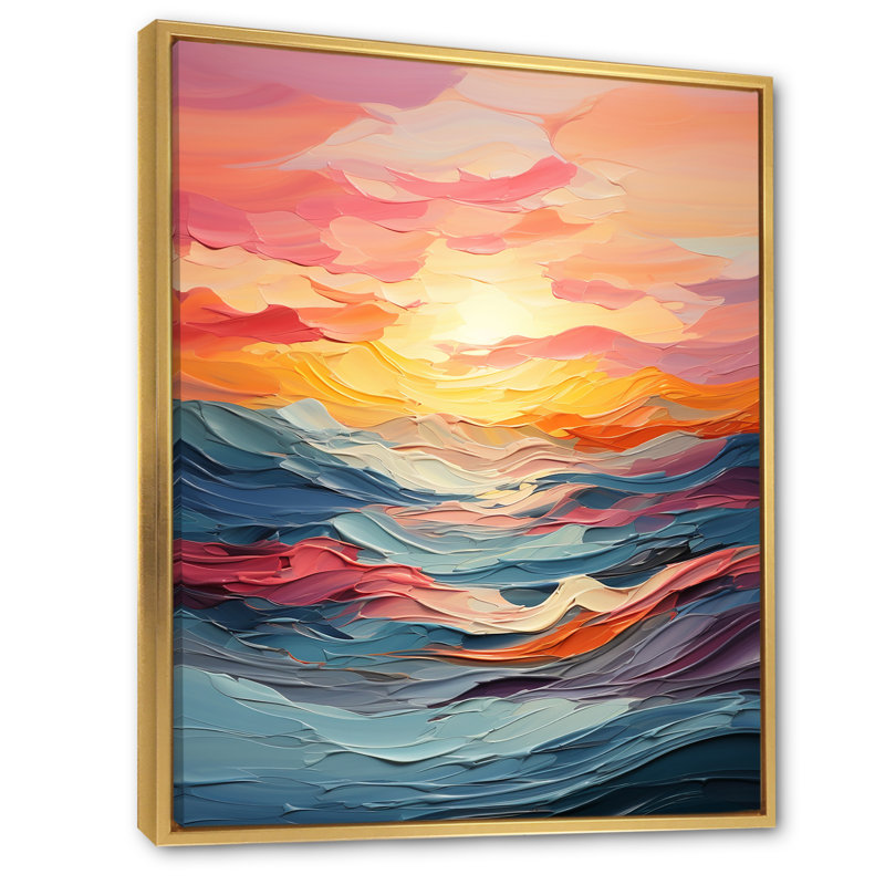 «Iseah Bold Pastel Sunset III», reproduction sur toile, H 32 po x l 16 po x P 1 po, Cadre flottant doré