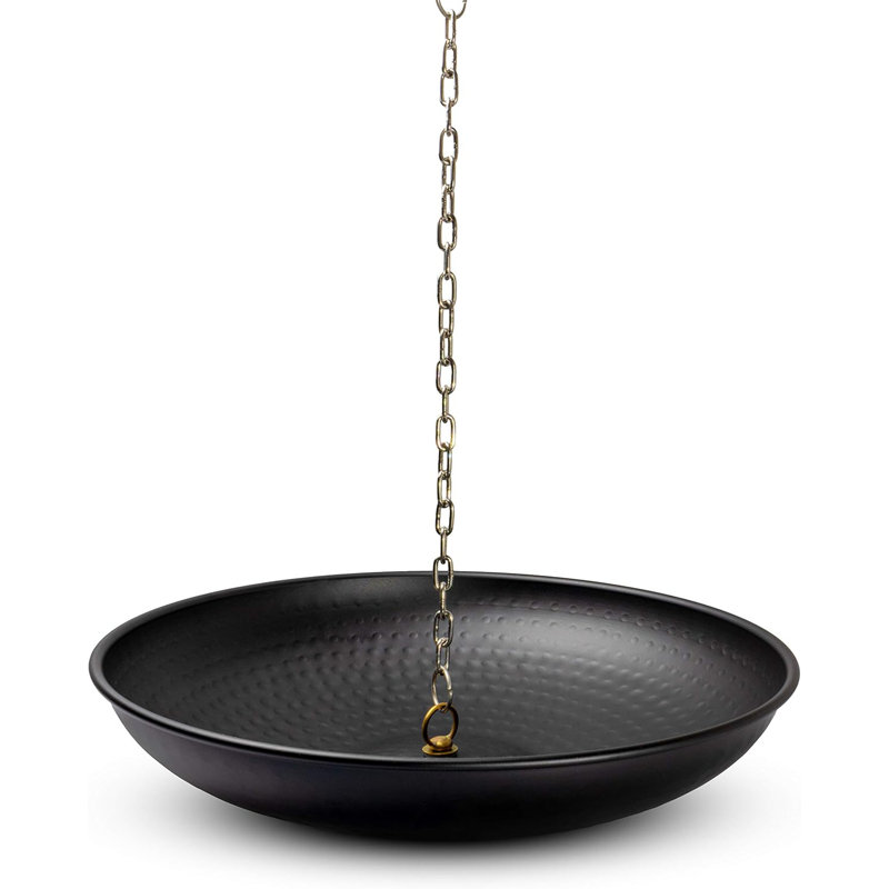 Bassin d'ancrage de 12 pouces de diamètre martelé à la main pour gouttières, Black, H 12 po x l 12 po x P 3 po