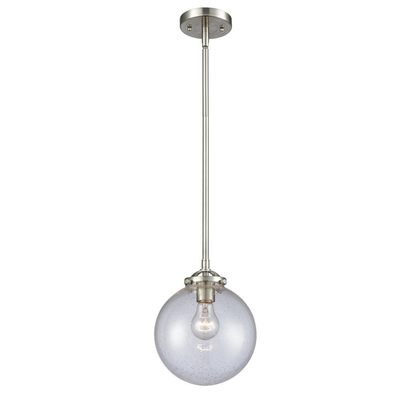 Clementina 1 - Light Single Pendant, Brushed Satin Nickel, LED, Clear