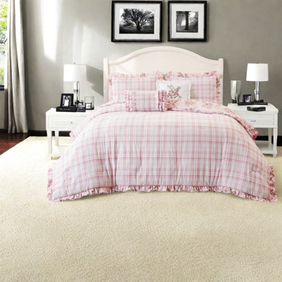 Plaid and Floral Comforter Set