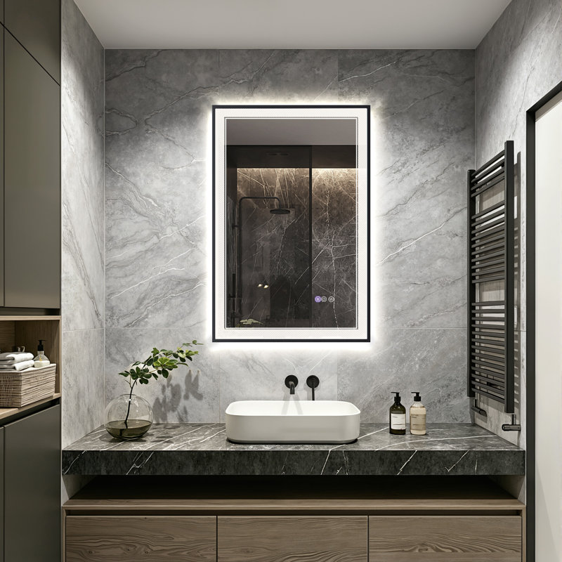 Miroir de salle de bain à DEL 3 couleurs à intensité variable, 36 po x 24 po