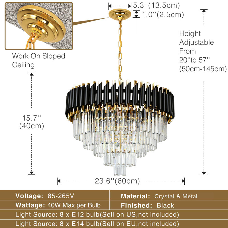Prempal 8 - Light Chandelier, Black