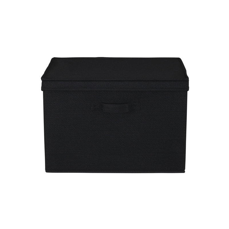 Household Essentials Wide Storage Box Fabric Bin, 12" H x 18.5" W x 15" D, Black
