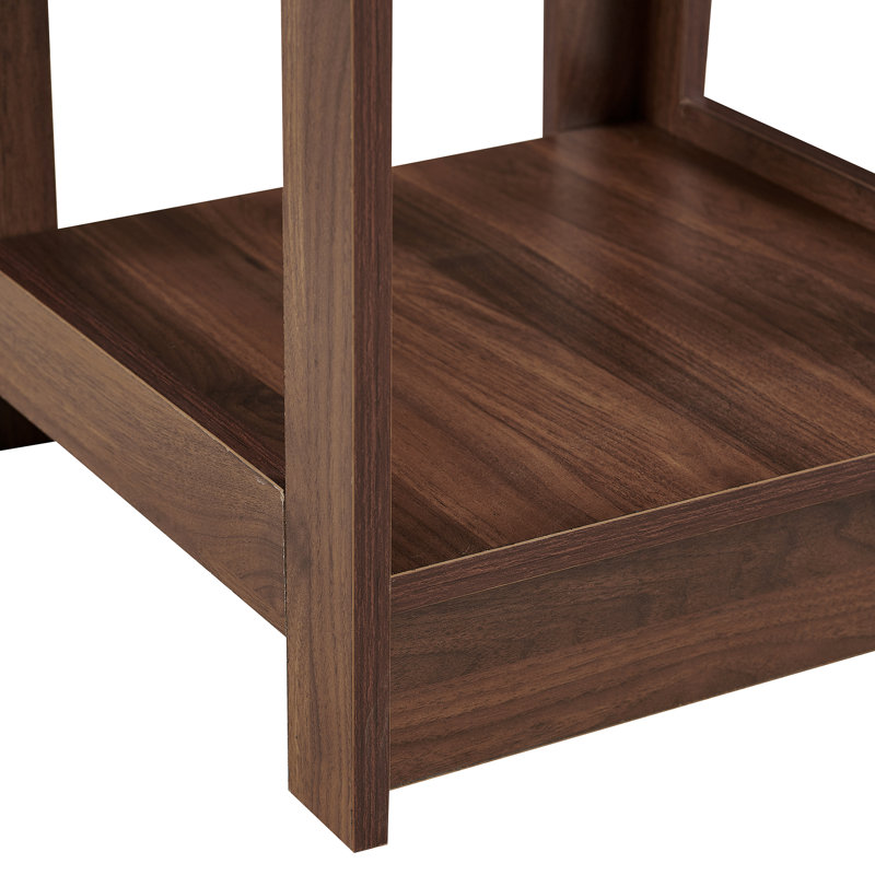 1-Drawer Rattan Nightstand with Open Storage Shelf, Walnut
