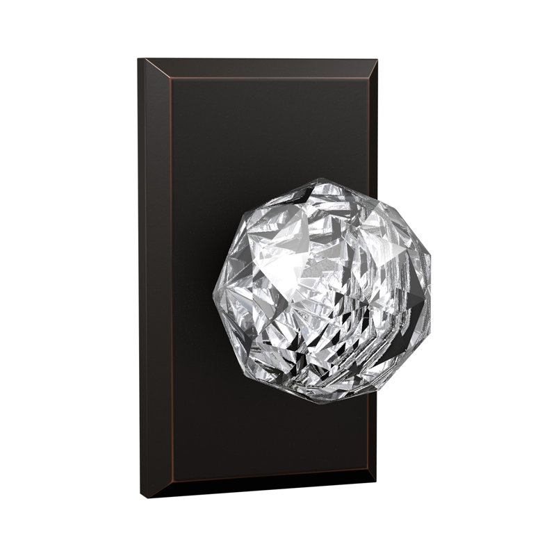 Faux bouton en cristal Bravura 926-G1 sur rosette rectangulaire biseautée bronze huilé, Bronze frotté à l'huile