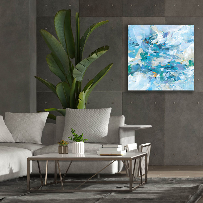 Art mural sur toile, "Exuant été bleu" par Danhui Nai, H 37 po x l 37 po