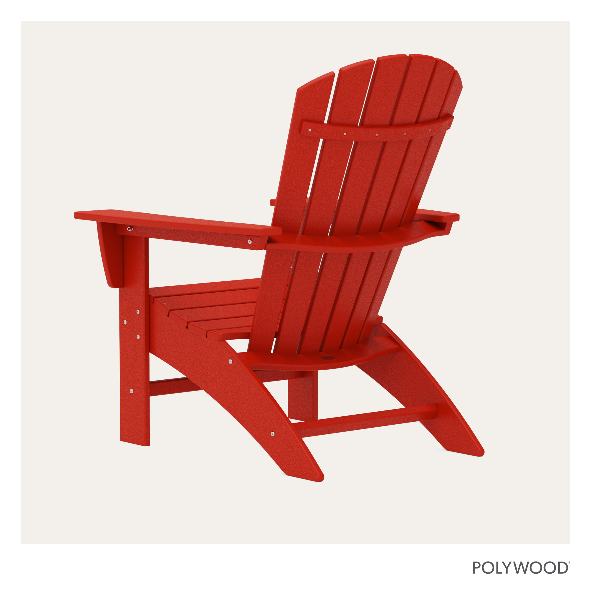 POLYWOOD Nautical Curveback Adirondack Chair, Sunset Red