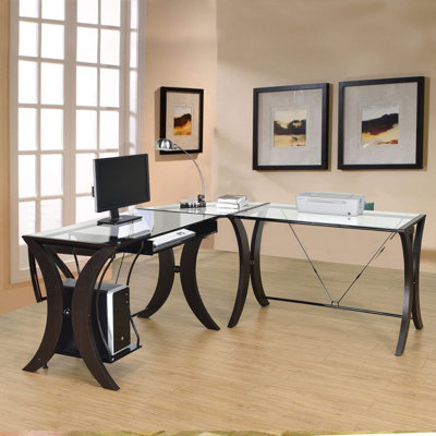 Abron Reversible Glass L-Shape Executive Desk -  Red Barrel StudioÂ®, 2344C5C8F3624C62A3C7F8A853002376