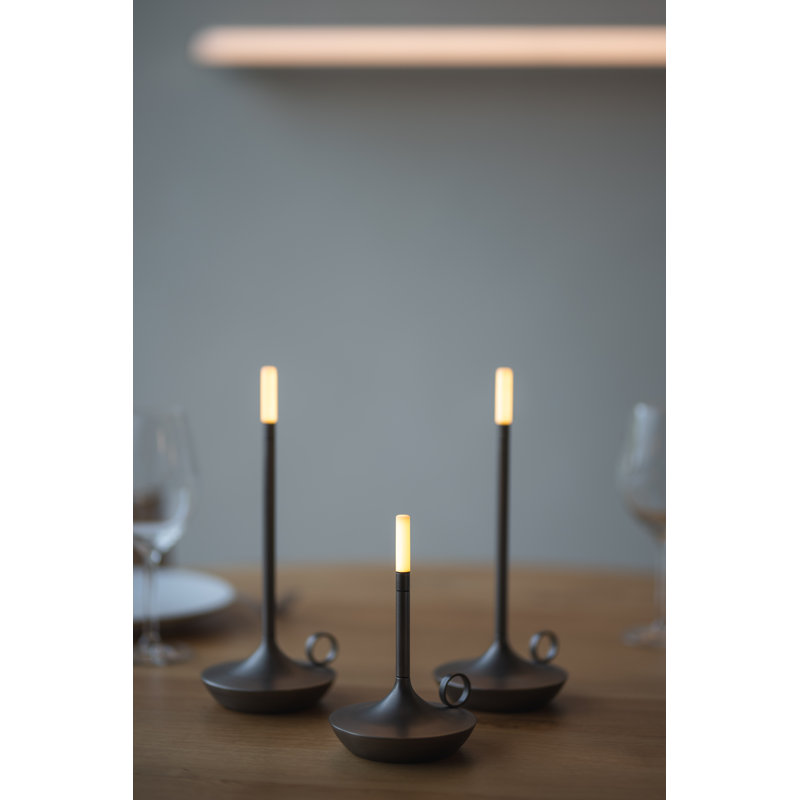 Candle-Inspired Portable Rechargeable Lamp - Wick, 10.2" H x 4.7" W x 4.7" D, Graphite