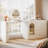 Modern Corner Vanity Desk with Storage, L-Shaped Makeup Vanity with Rotating Tabletop & Cabinet-380330134