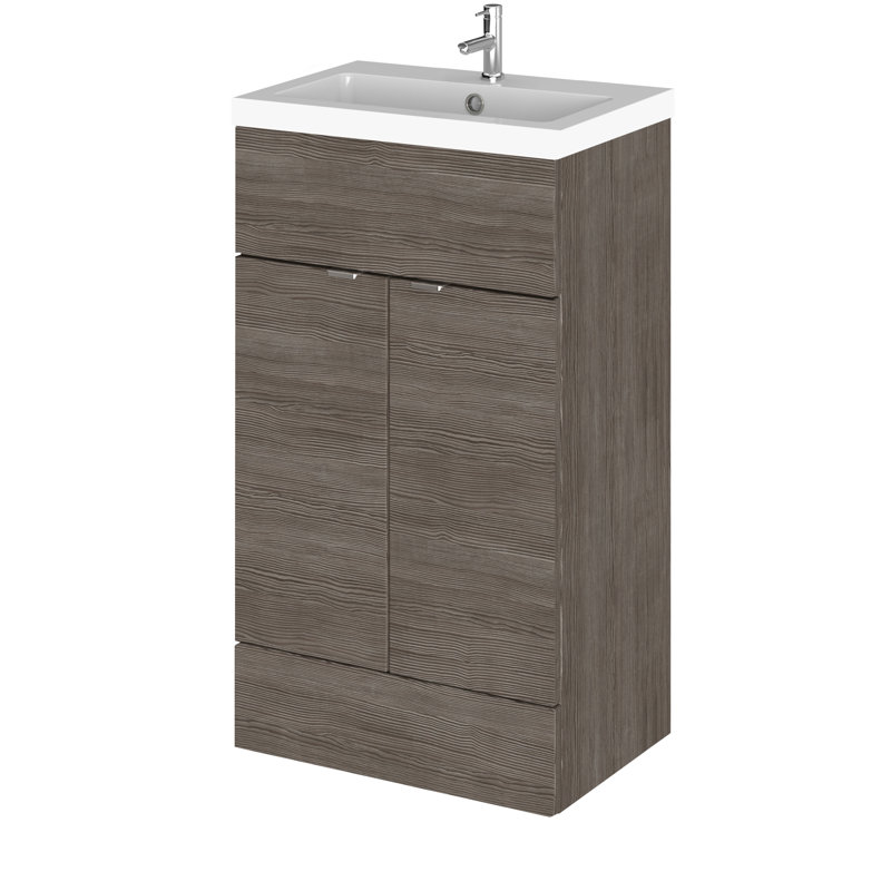 Stalnaker 505mm Single Bathroom Vanity with Integrated Polymarble Basin, Anthracite Woodgrain