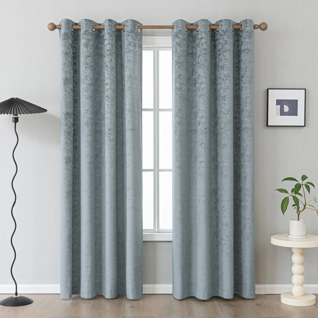 Soft Velvet Embossed Brick Room Darkening Grommet Curtain Pair (Set of 2) Latitude Run® Curtain 