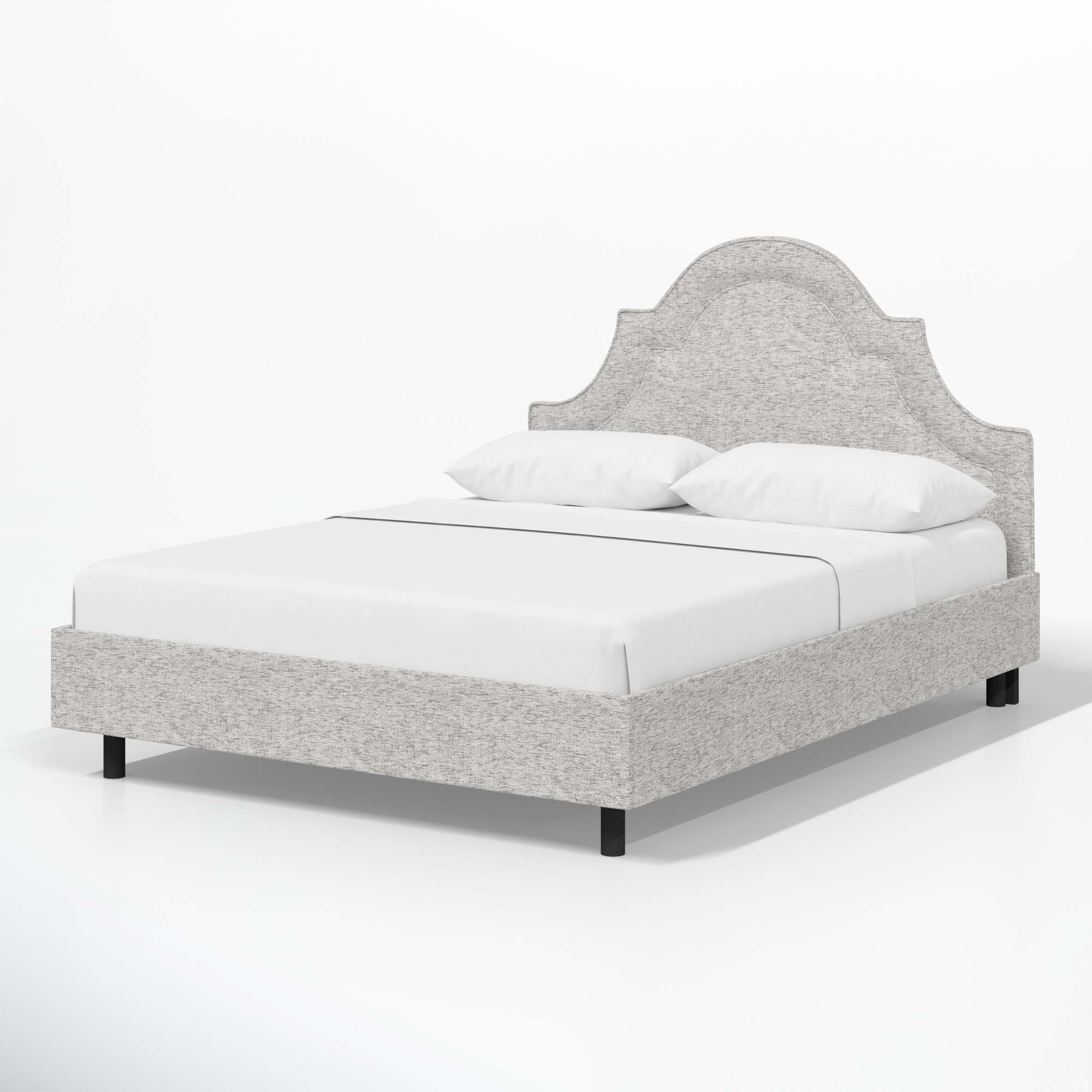 Knipe Upholstered Scalloped Bed, Milsap Spray Sustain® Tweed, Twin