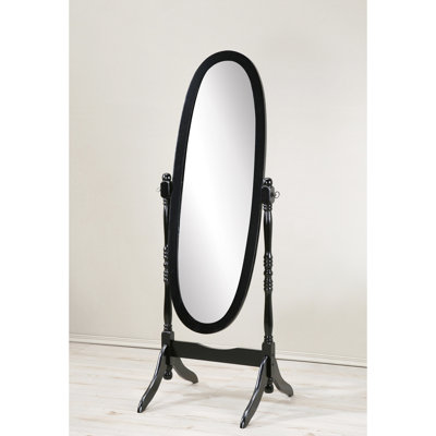 Traditional Decorative Floor Mirror - Black Wood, Queen Inspired Finish Wood Frame & Clear Reflection