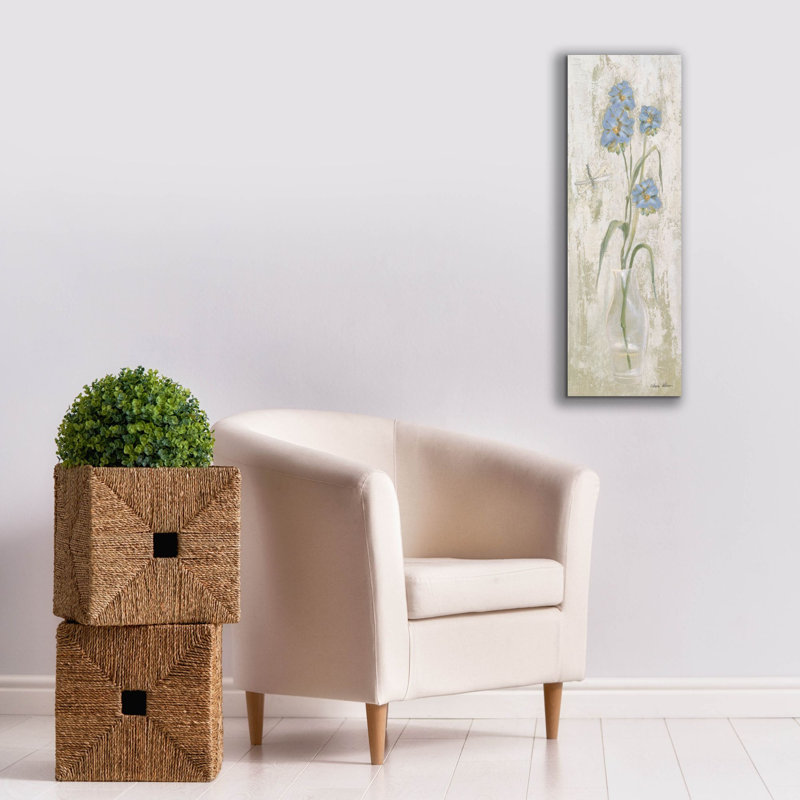 «Blue Field Flowers» par Cheri Blum, art mural sur toile, H 36 po x l 12 po x P 0,75 po
