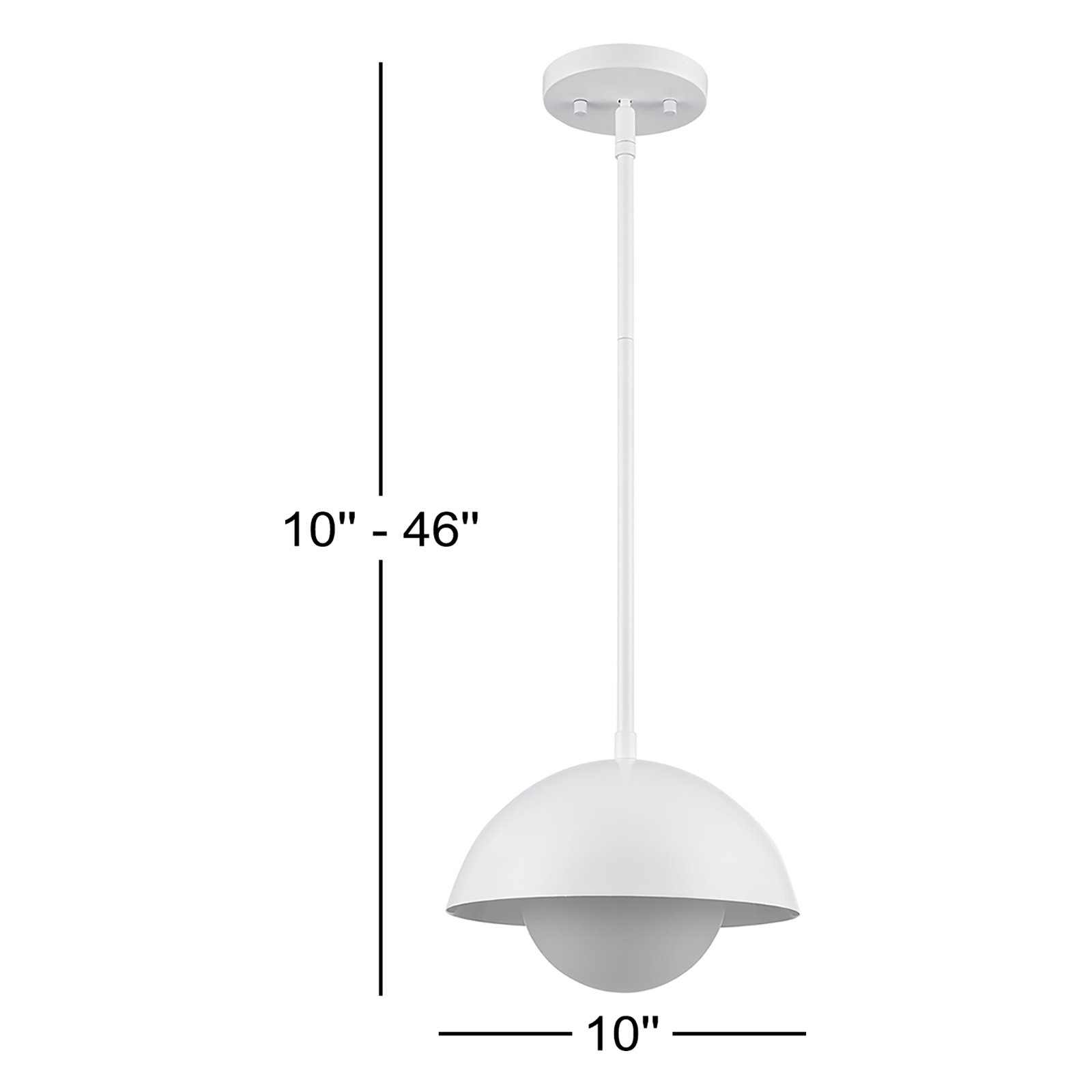 Montana Dimmable Dome Single Light Pendant, White