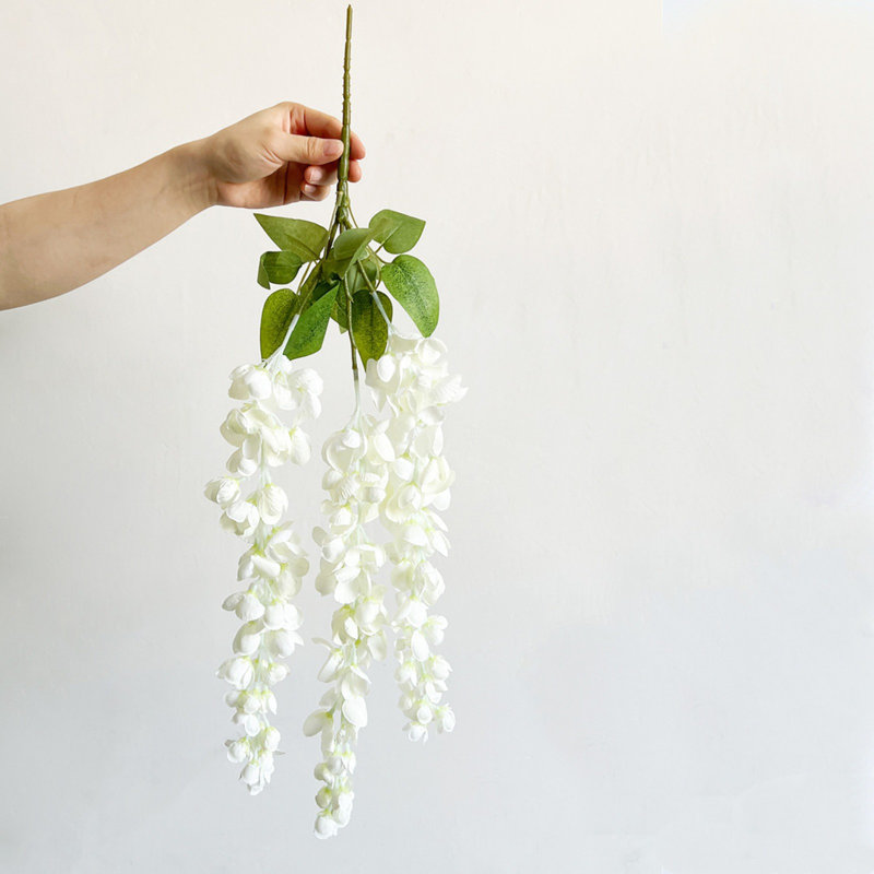 Faux fleurs de glycine artificielles suspendues, Blanc