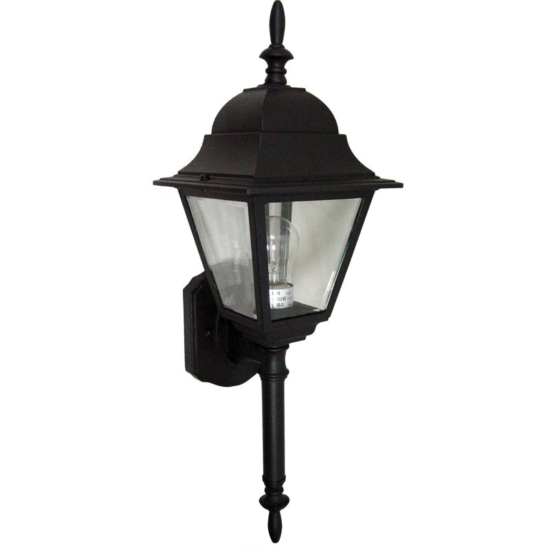 1-Light Outdoor Black Cast Aluminum Wall Mount Wall Lantern Coach Light Wall  Sconce with Clear Beveled Glass