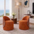 Chaise d'appoint rembourrée orange tonneau avec dossier en bois courbé