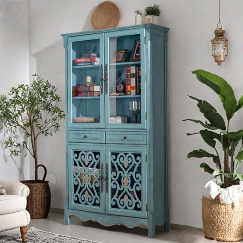 Bibliothèque vintage avec rangement bleu