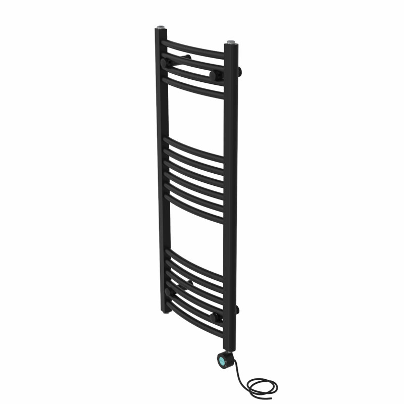 Curved Towel Rail Heated Towel Rails, Black, 100cm H x 40cm W x 4.5cm D