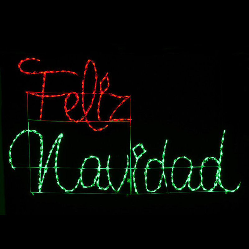 Enseigne DEL Feliz Navidad - rouge / vert