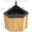 Meuble-lavabo suspendu triangulaire en résine noire intégrée de 76 cm (30 po), avec lavabo intégré et une porte. Rangement en contreplaqué naturel pour les petits coins de salle de bain et les espaces restreints.