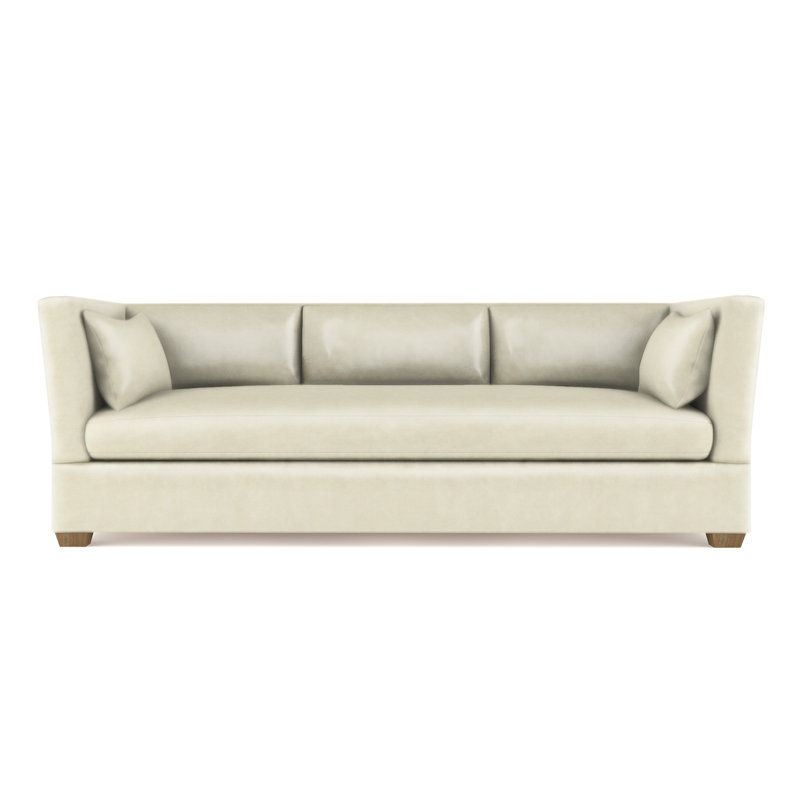 Rivington Flare Square Track-Arm Sofa, Vintage Leather Alabaster, 31" H x 96" W x 37" D, Ebony