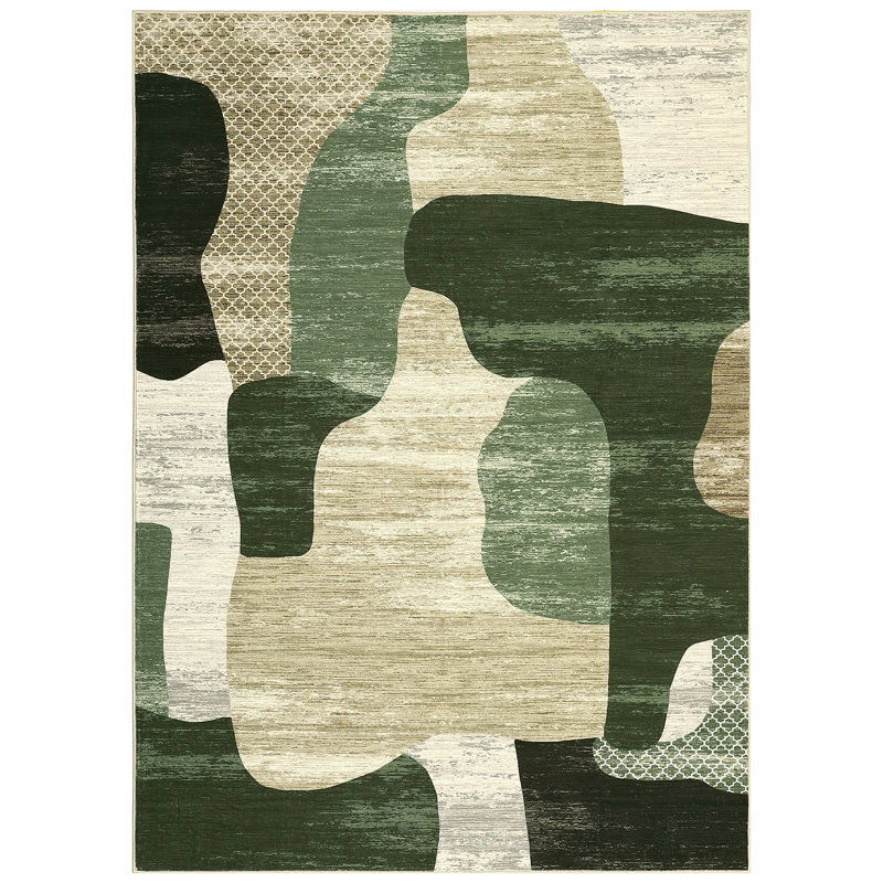 Tapis antidérapant et lavable Patchwork, 10 x 13 pi, Vert