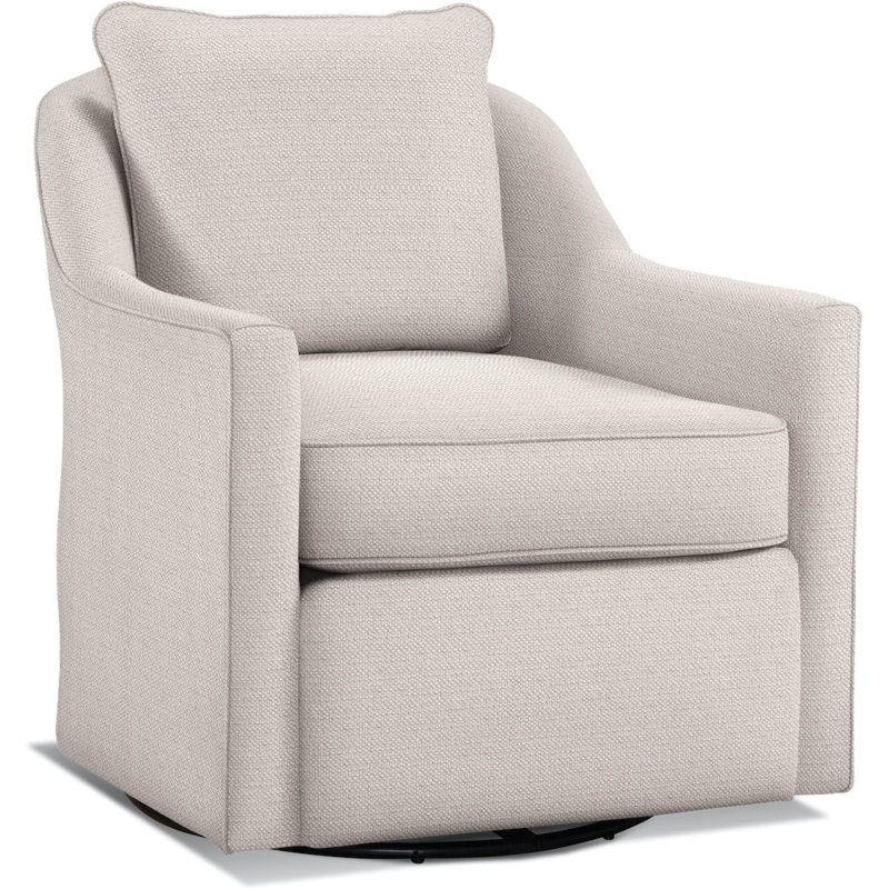 Leighton Upholstered Swivel Armchair, White Textured Performance Polypropylene/Olefin