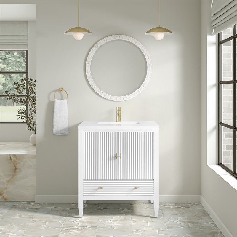 Myrrin 30" W Single Vanity, White Zeus Silestone with Backsplash, Bright White, Single-Hole