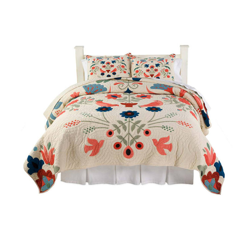 Ensemble de courtepointe art folklore Ansley, Courtepointe double/grand et 2 taies décoratives