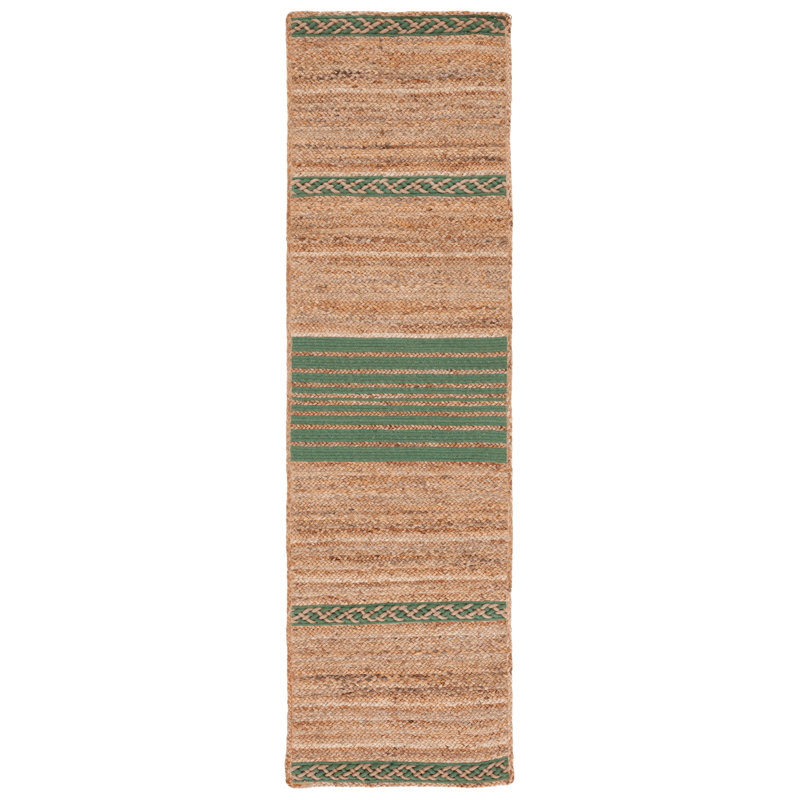 Tapis réversible en jute / coton tissé à la main Trigg, Tapis de couloir 2 pi 3 po x 8 pi